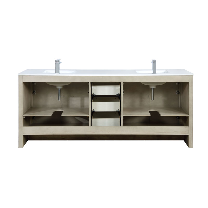 Lafarre 80 in W x 20 in D Double Bath Vanity and Faucet Set, Rustic Acacia, White Cultured Marble