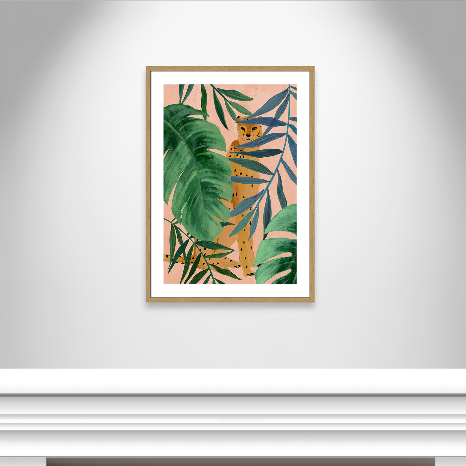 Allie "Silent Jungle" Painting by Isabelle Z, 35.5" H x 25.5" W x 0.75" D, Beige Wood Framed Paper