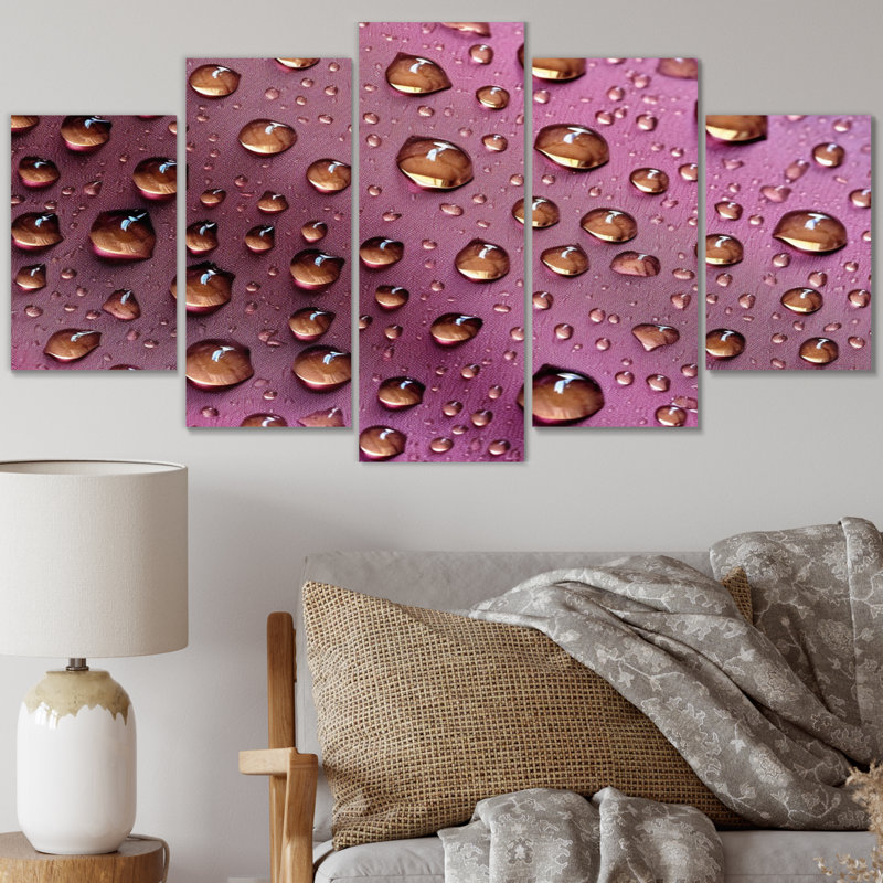 Seder Rose With Raindrops - Raindrops Canvas Print - 5 Panels