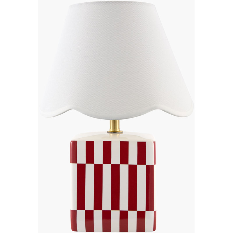 Lampe de table Evert, Rouge, Blanc, Lin