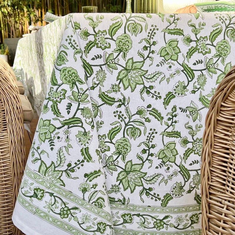 Green Chintz Tablecloth, 60" Square