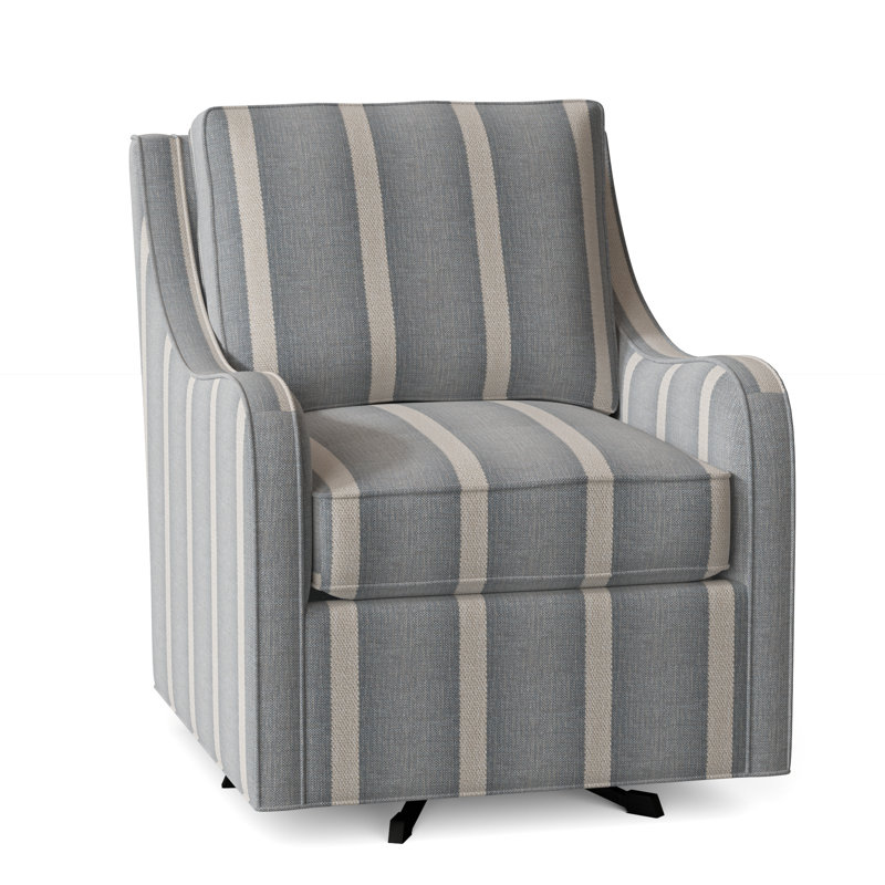 Koko Upholstered Down Filled Swivel Armchair, Light Blue and White Stripe; 0256-54