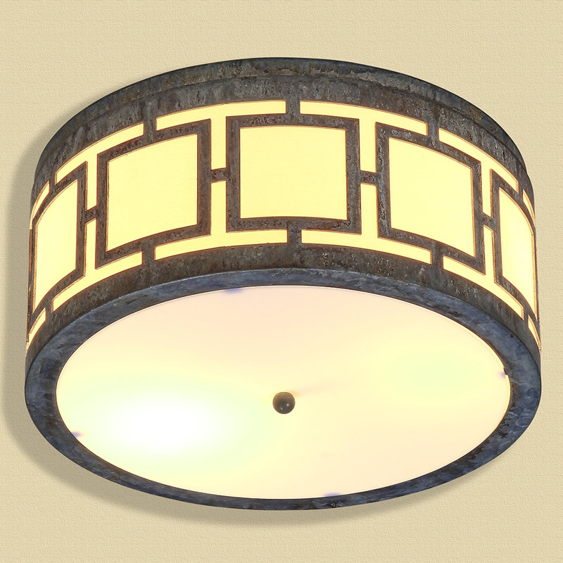 Sam 2 - Light 14'' Shaded Drum LED Flush Mount, Deep Ocean