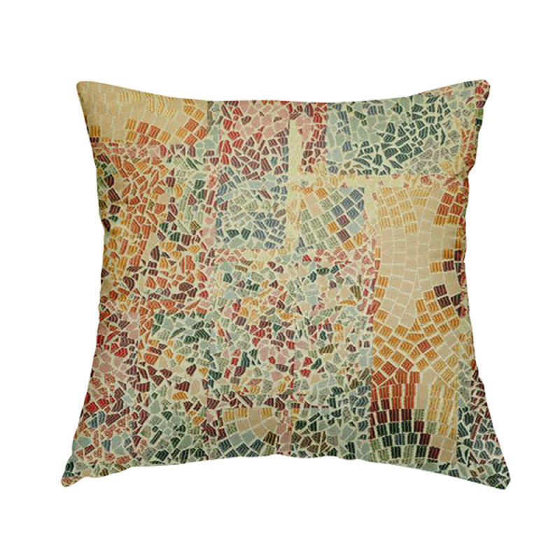 Arkose Geometric Throw Cushion, Orange/Green/Yellow, 43cm H x 43cm W x 5cm D