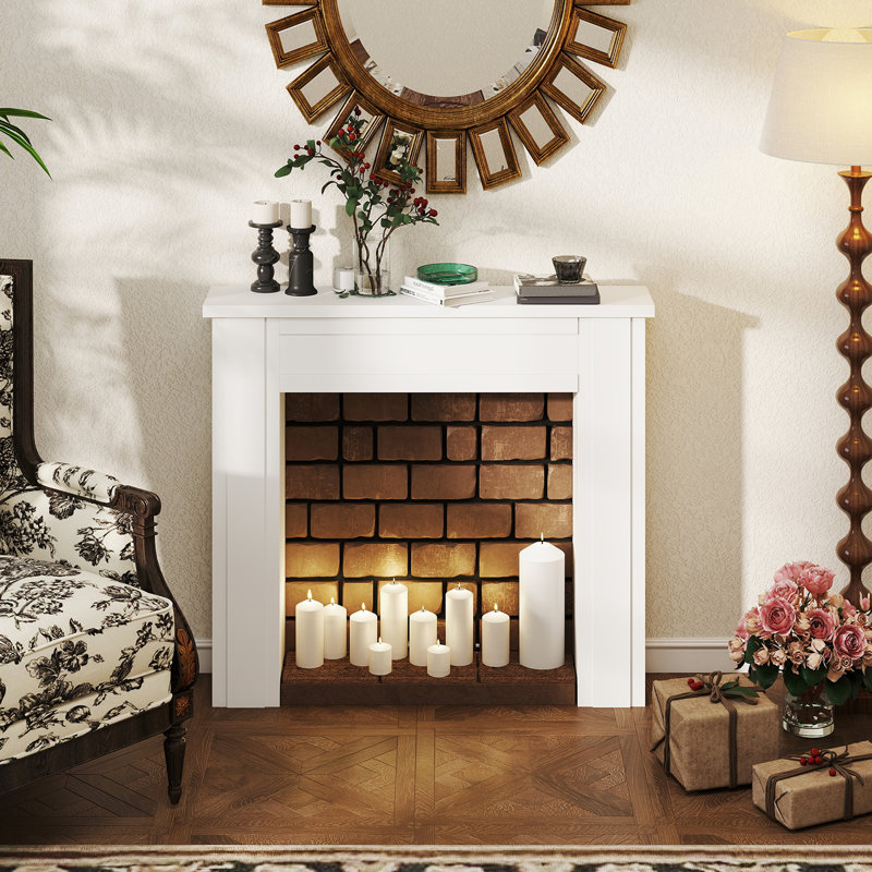 HOMCOM Fireplace Mantel, Solid Wood, Mantel, White
