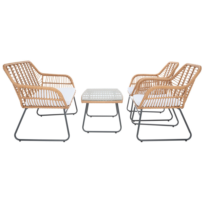 Padron Wicker 4 - Person Patio Conversation Set with Cushions, White