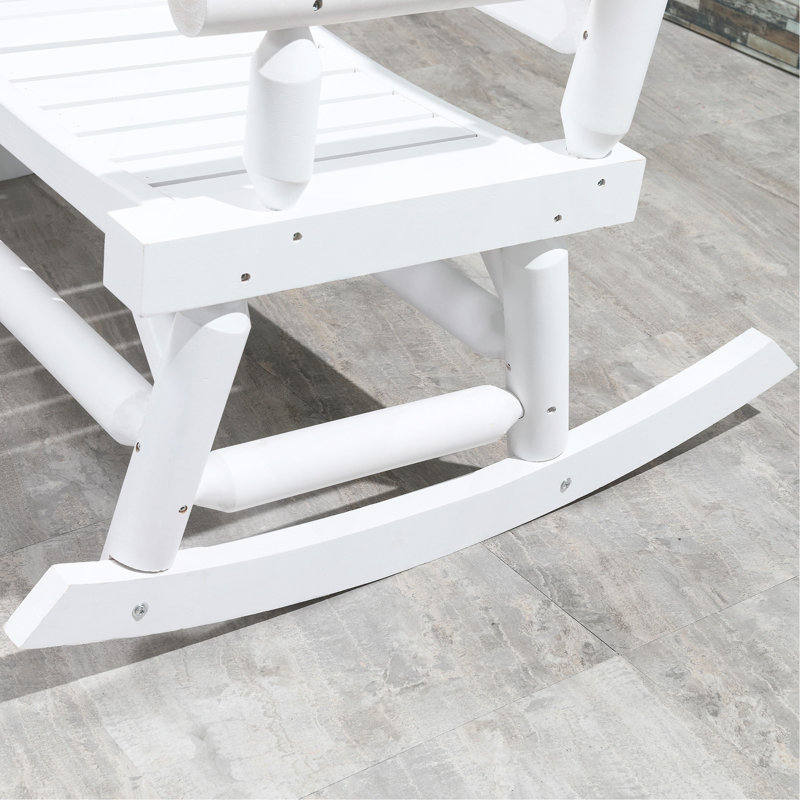 Causeuse robuste avec larges sièges incurvés, chaise berçante en bois avec motif de bûches, pour patio, cour arrière, jardin