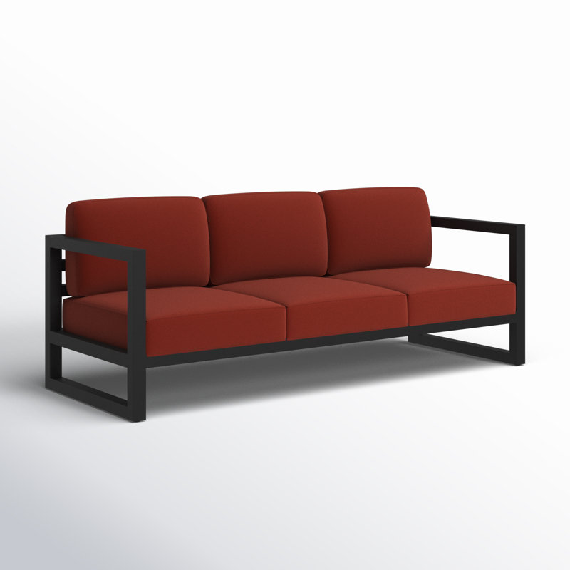 Avion Patio Sofa with Sunbrella Cushions, Canvas Charcoal Sunbrella® Canvas, Black