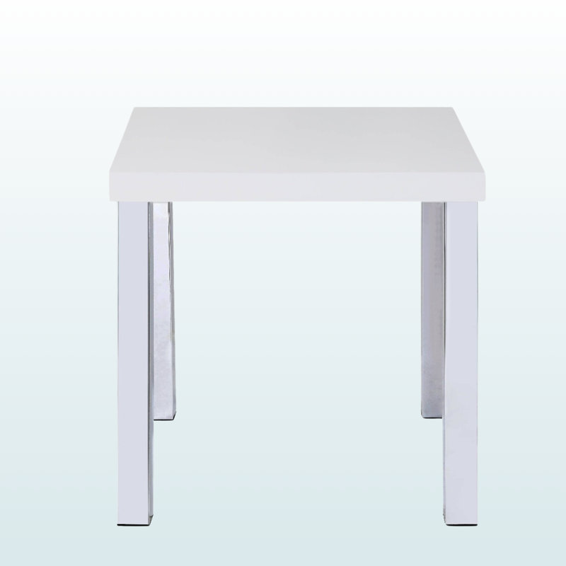 Stylish Nirvana White High Gloss & Chrome End Table – Modern Accent Table with Sleek Design for Living Room