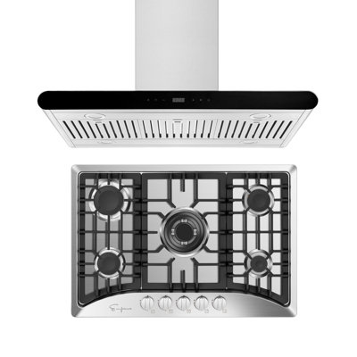 Empava 2 Piece Kitchen Appliance Package with 29.92'' Cooktop , and Island Range Hood