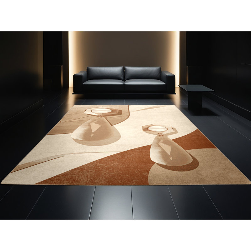 Tapis beige chic et luxueux lavable à la machine - reliure beige, 2 x 5
