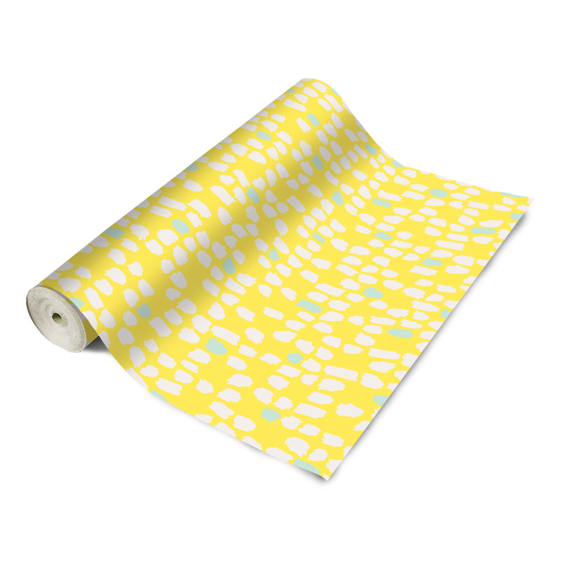 Panneau de papier peint auto-adhésif à pois brossé Diehlstadt, l 24 po x L 8 pi, Jaune