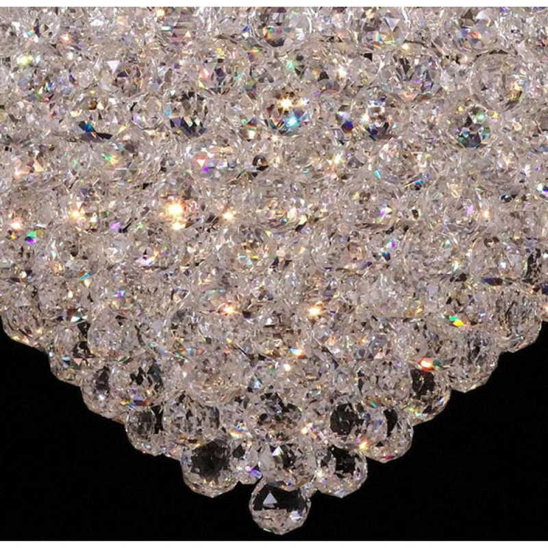 Lustre carré unique à 15 lumières Faruque, Transparent, Nickel poli, P 72 po x L 72 po