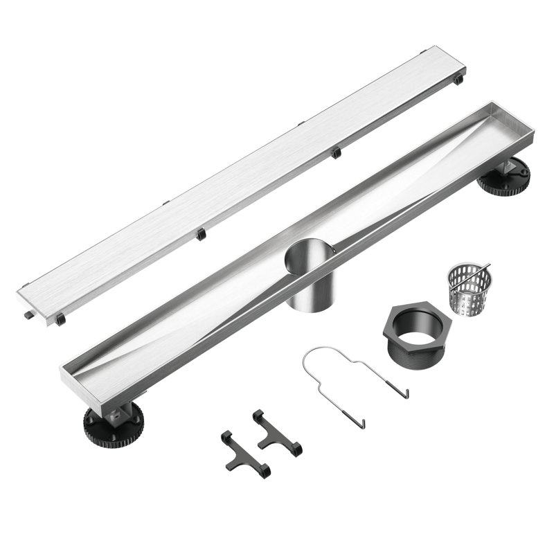 18 In. Stainless Steel Linear Shower Drain With Tile-In Pattern Surface