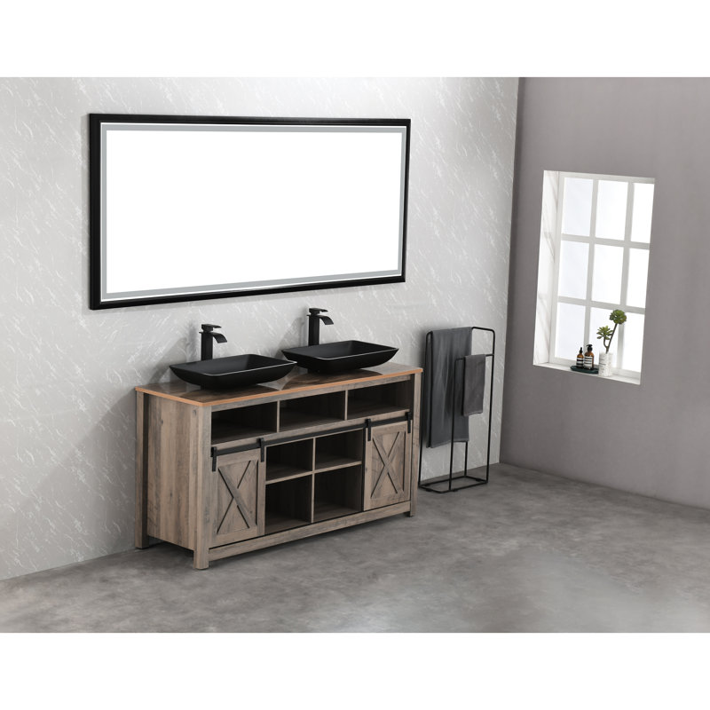 One Bathroom Sink In Black Matte - 14.38"L X 22.25"W 4-3/8"H, Glass With Faucet And Pop-Up Drain 23.8 Lb