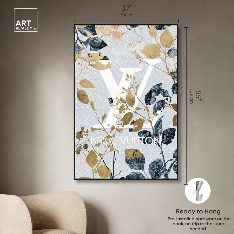 Art sur toile bleu indigo par Art Remedy, H 55 po x l 37 po, Cadre flottant noir