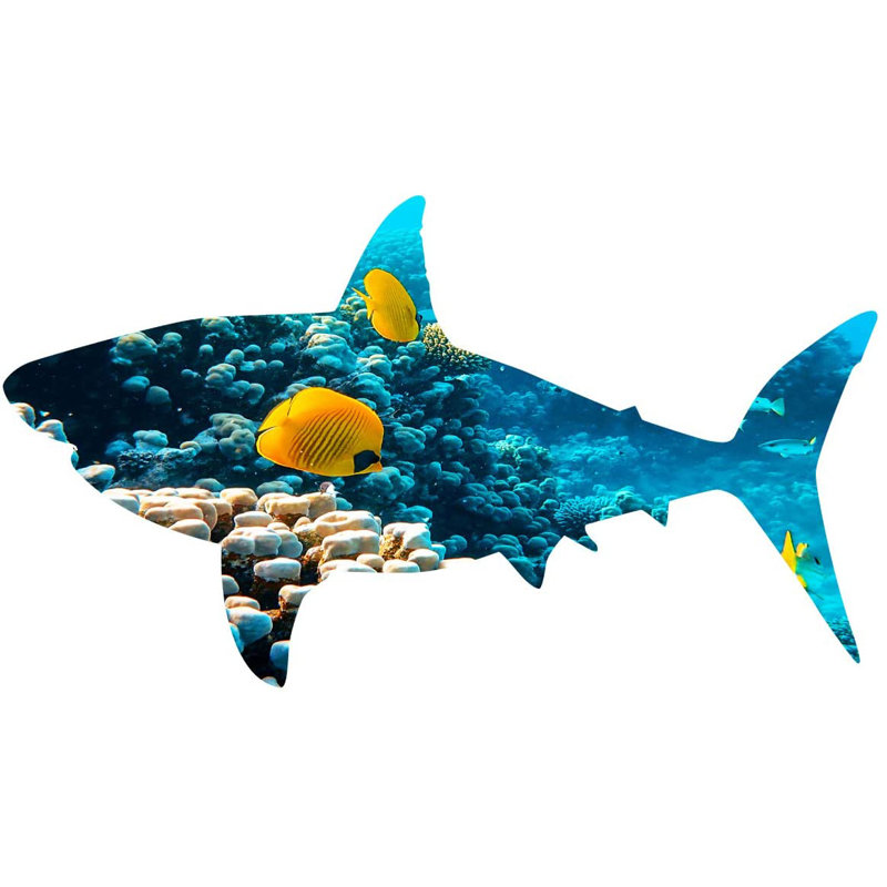 Adhésif décoratif grand requin de récif, H 28 po x l 51 po
