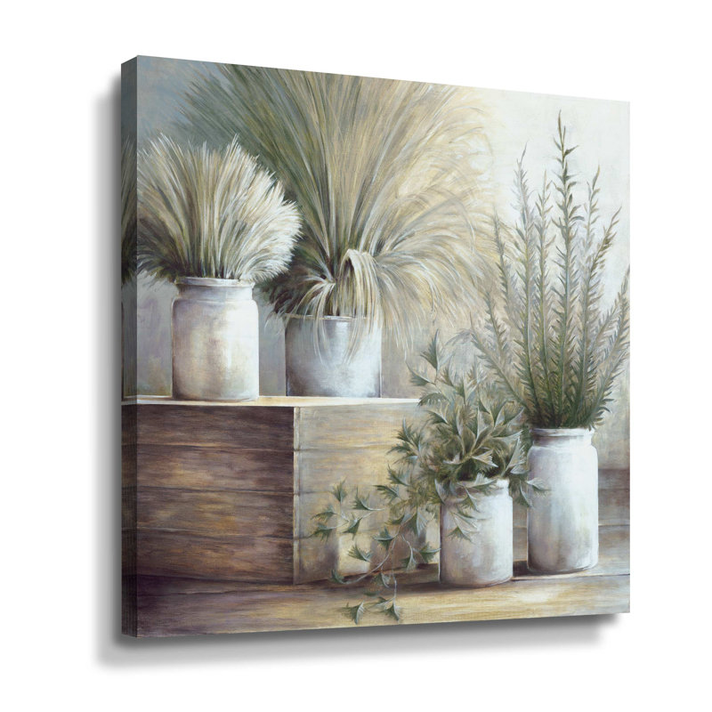 Jolies plantes sur toile tendue avec châssis, H 18 po x l 18 po x P 2 po, Toile tendue