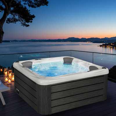 Spa rectangulaire 230 jets pour 4 personnes à 30 jets avec ozonateur, éclairage à DEL, haut-parleur Bluetooth et housse isolante inclus