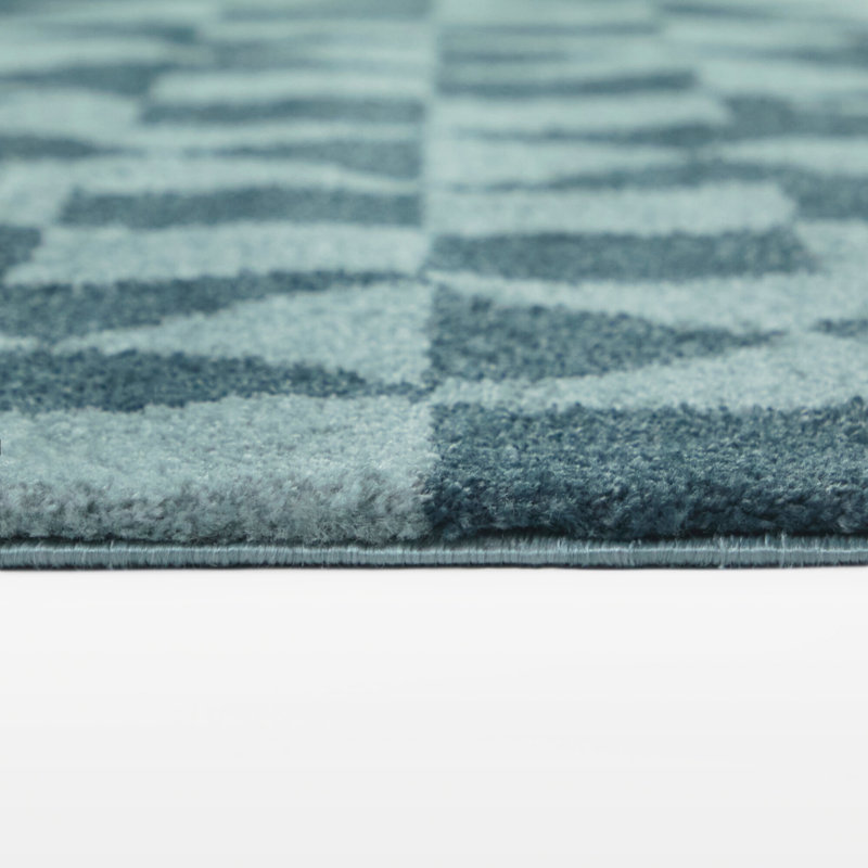 Guildford Teal/Light Blue Southwest Modern Area Rug, Rectangle 5'3" x 7'