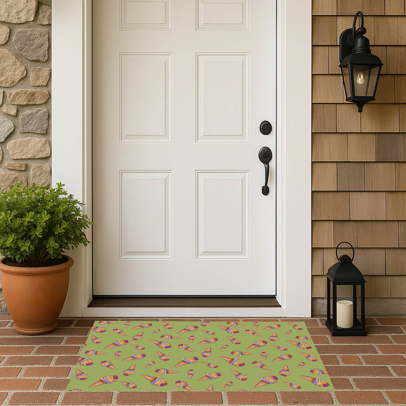 Summer Ice cream Outdoor Doormat, Herb Green, 34" W x 21" L