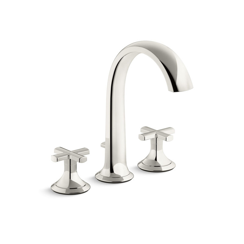Script™ Deck-Mount Bath Faucet with Diverter, Nickel Silver, Cross Handle