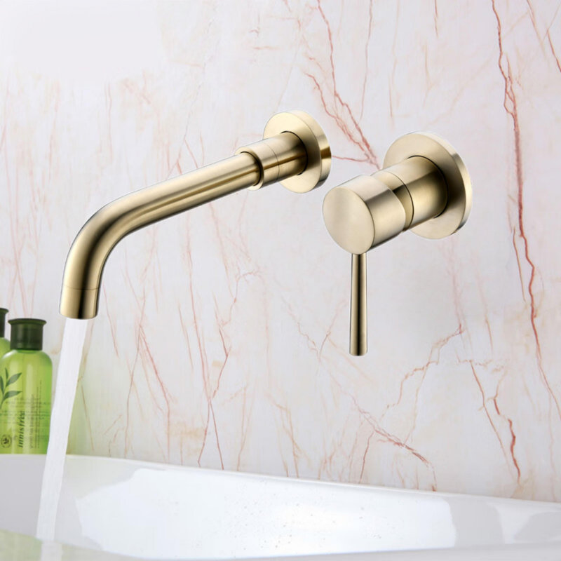 Wall Mount Single Handle Bathroom Faucet Brushed