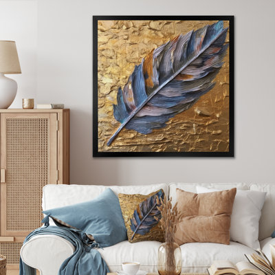Boho Glam, exquise plume bleue sur toile, impressions sur toile