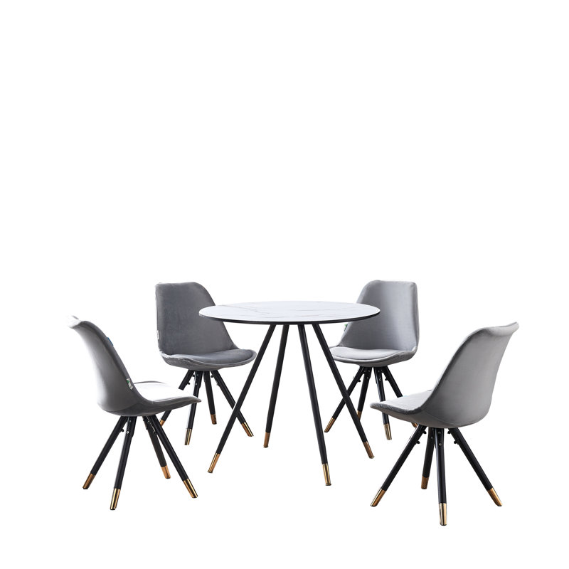 4 - Person Dining Set, Light Grey, White