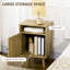 HOMCOM Nightstand, Rattan Bedside Table w/ Cabinet, Shelf, Natural