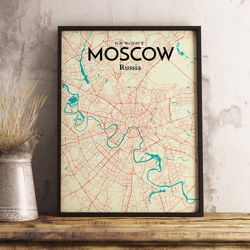 Moscow City Map - No Frame Print, 91.4cm H x 61cm W x 0.13cm D