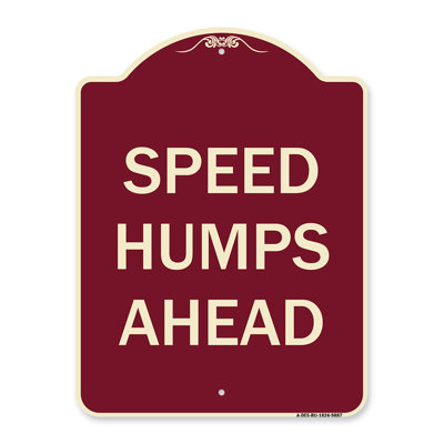 Enseigne Signmission Designer Series - Speed Humps Ahead | Enseigne architecturale en aluminium noir et argent épais 18 po x 24 po | Protégez votre entreprise et votre commune | Fabriqué aux États-Unis
