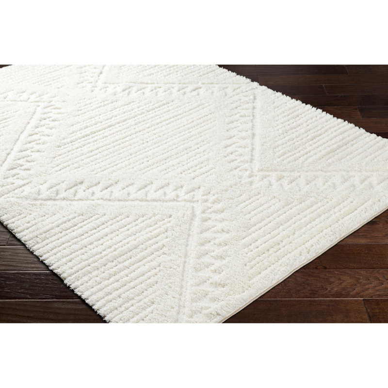 Khlani Kaja Southwestern Cream Shag Area Rug, Rectangle 5'3" x 7'