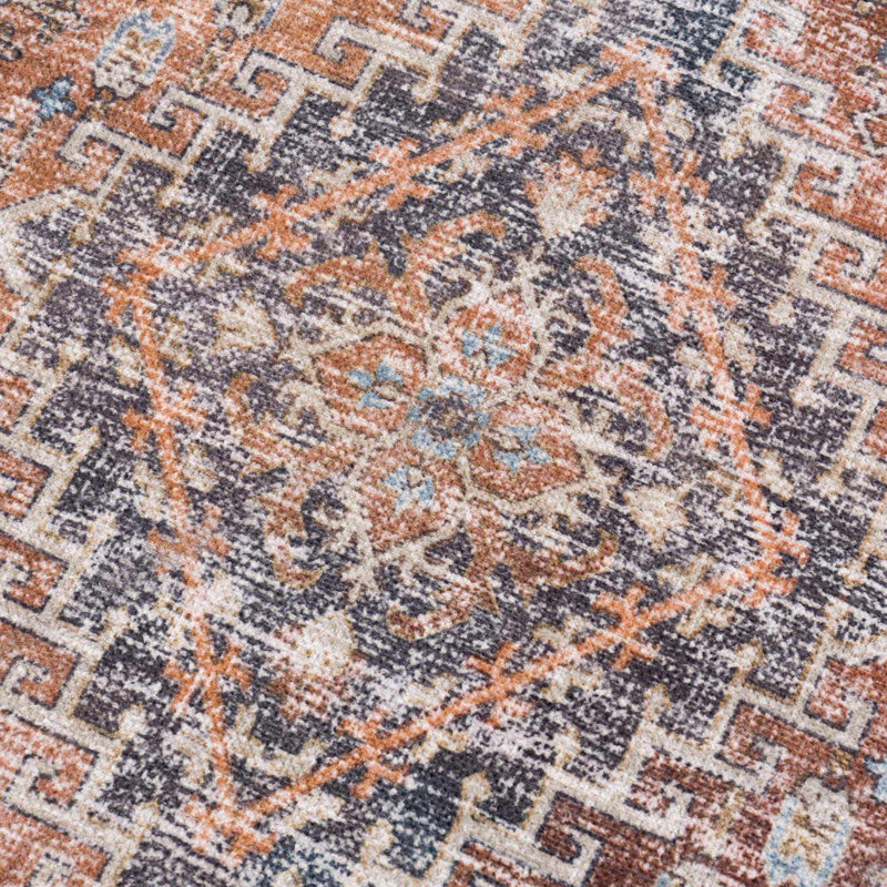 Jaelyne Performance Red Machine Washable Area Rug, Rectangle 6'7" x 9'