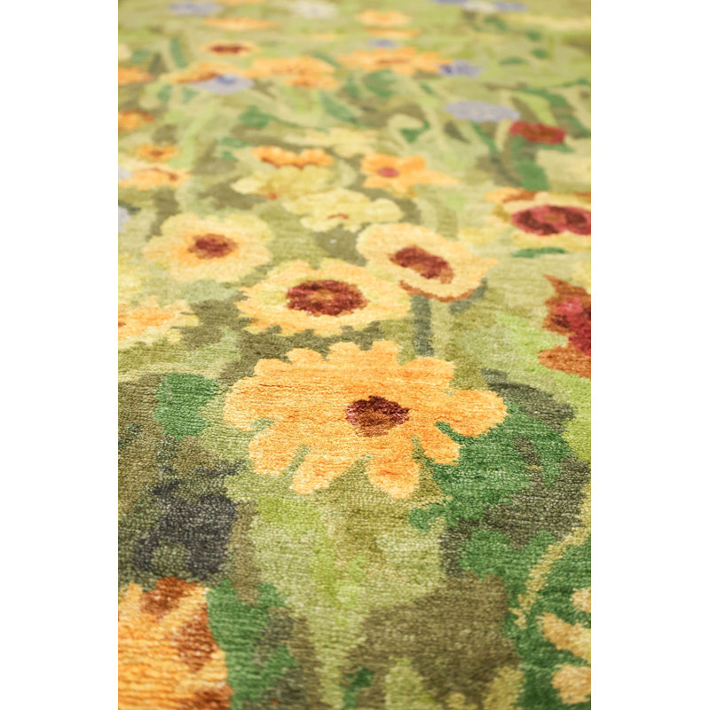 Wool And Silk Nepal One-of-a-Kind Rectangle 9' X 12' Area Rug