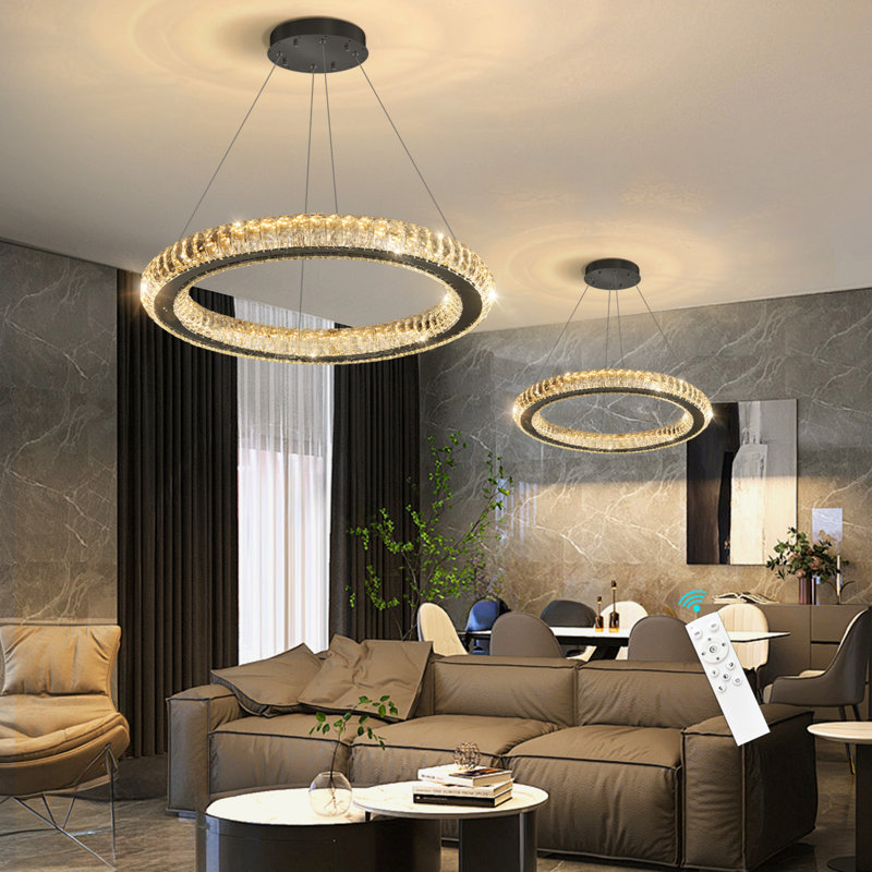 Lustre moderne en cristal noir, Noir mat