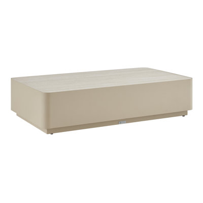 Gasport Powder Coated Metal Rectangle Outdoor Coffee Table With Sintered Stone Table Top