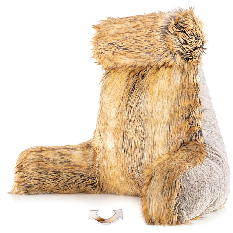 Coussin de dossier en fausse fourrure, 24 po x 13 po, Ambre Fox
