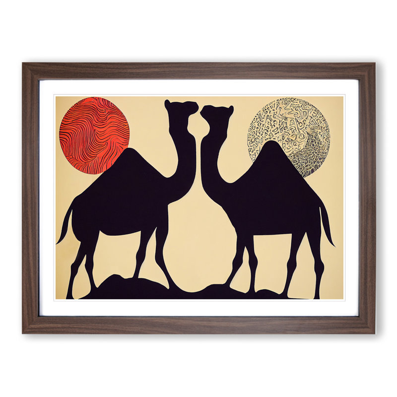 XH1022-9010X The Two Camels - Single Picture Frame Print, 25cm H x 34cm W x 2cm D, Walnut