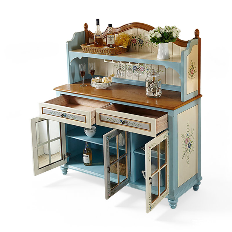 Buffet moderne en bois massif bleu, 58.27