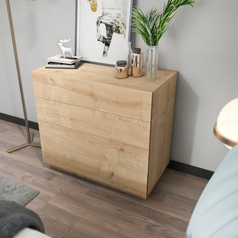 Charliyah 35.4'' W 4 - Drawer Dresser, Sapphire Oak