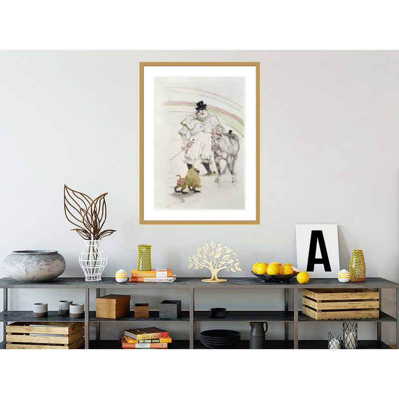 Au cirque: cheval et singe performant par Henri de Toulouse-Lautrec - Impression Giclée encadrée, H 41,5 po x l 30,71 po