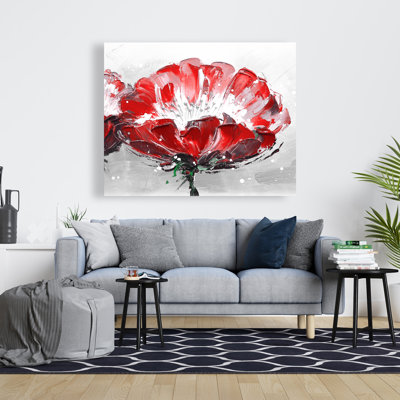 Two Wild Flowers Canvas | Gray Background Floral Decor