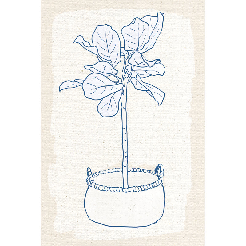 Potted Tree Blue - Wrapped Canvas Painting, 46cm H x 30cm W x 3.8cm D