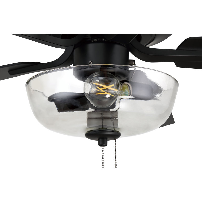 Pro Plus 101 Clear Bowl Light Kit 52'' Ceiling Fan with Light Kit, Flat Black