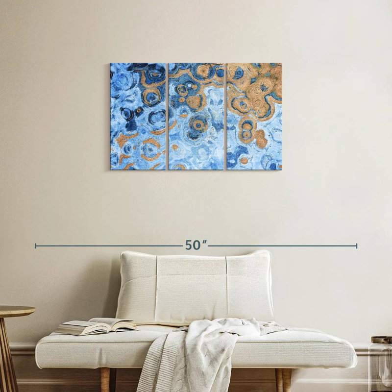Avery abstrait mer bleue, H 20 po x l 33 po