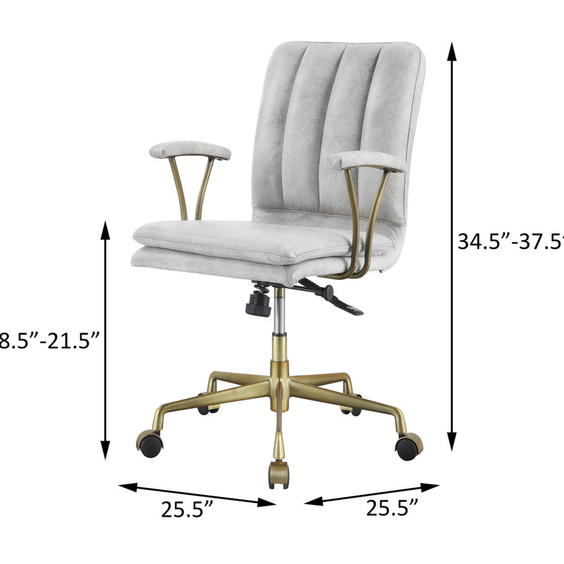 Fauteuil de bureau pivotant confortable en blanc rétro avec une hauteur de siège réglable pour une ergonomie en métal et une position personnalisable