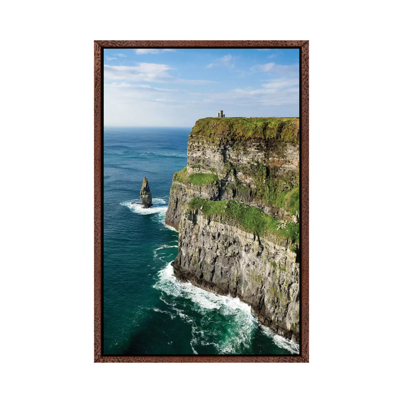 Cliffs Of Moher by Gareth McCormack - Print on Canvas, 66.04cm H x 45.72cm W x 3.81cm D, Classic Brown Wood Framed