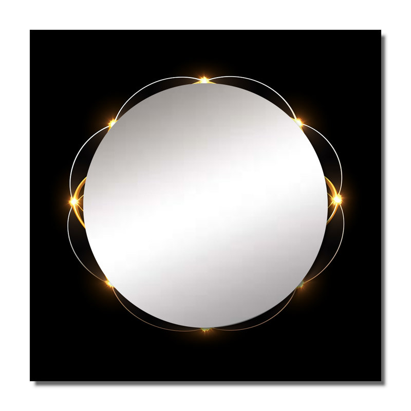Knowing Sacred Geometry Gold On Black - Modern Geometric Large Square Mirror For Wall Art Decor, 23" x 23"