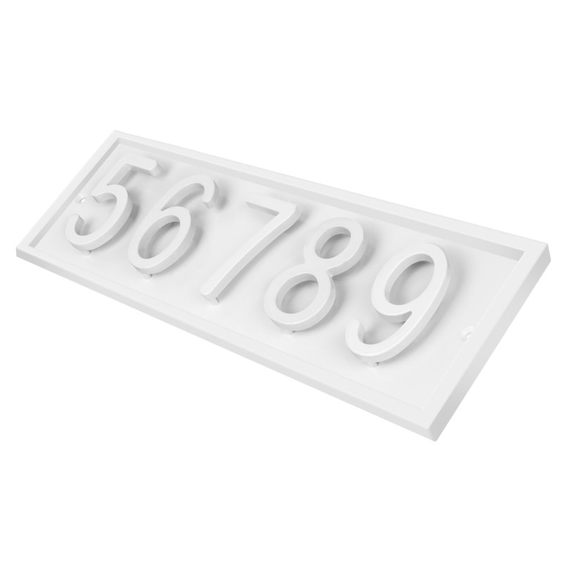 Plaque d'adresse horizontale flottante en aluminium Royal Shade, Blanc, Oui, Blanc